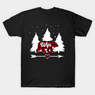 Wife Bear Buffalo Plaid Christmas Matching Family Pajama T-Shirt